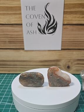 Red and Green Moss Agate Heart and Palmstone